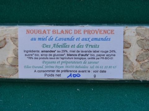 Nougat Blanc de Provence au miel de lavande